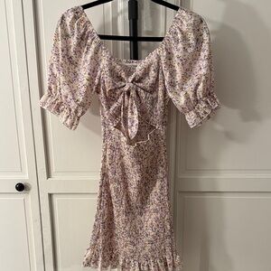 SHEIN Pastel Florals Smocked Dress